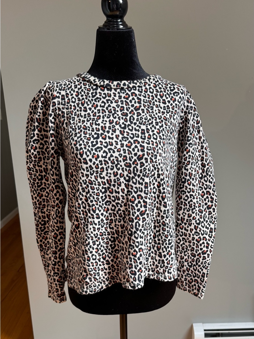 LOFT Leopard Print Long Sleeve Top in Cream, Black & Brown